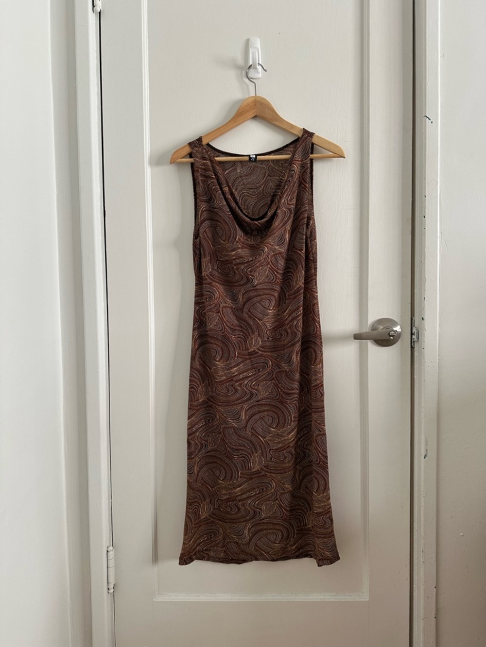 Vintage Forever 21 Brown Swirl Cowl Neck Maxi Dress - Women